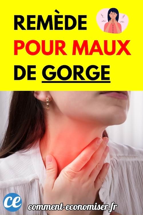 Une femme touche sa gorge rouge et douloureuse avec la main.