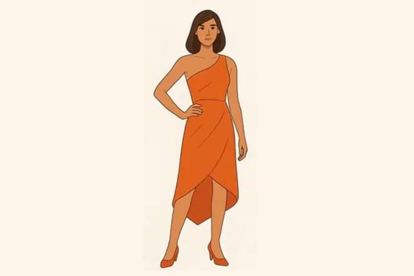 une robe orange asymétrique