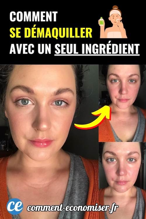 Femme se démaquillant le visage, avant et après nettoyage.