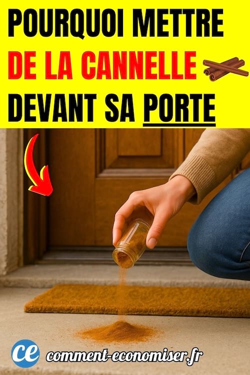 une personne verse de la cannelle devant sa porte