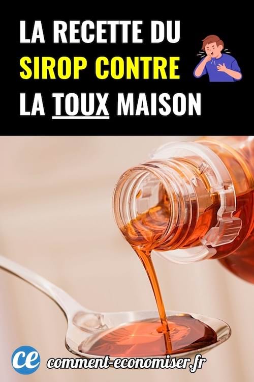 Cuillère recevant du sirop ambré versé depuis une bouteille pour un remède naturel contre la toux.