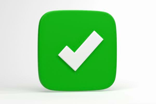 Une marque verte d'approuvation.