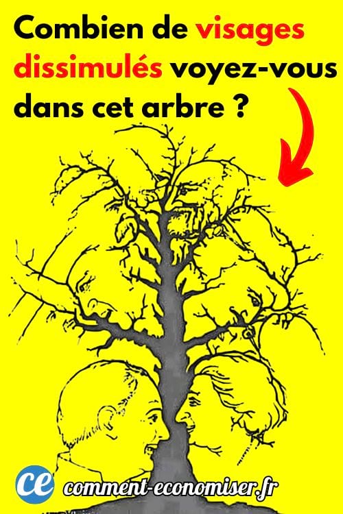 Une illusion d'optique montrant des visages cachés dans un arbre
