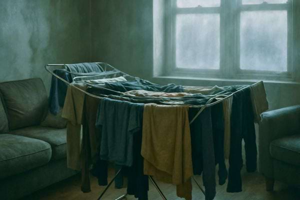 Linge sur un séchoir.