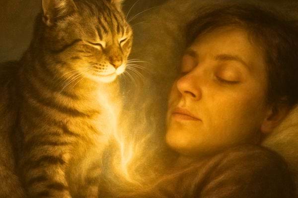 Une connexion entre un chat et une femme.