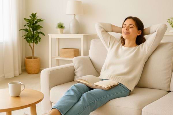 Une femme qui se repose.