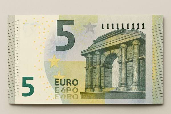 billet de 5 euros avec numero suspect en gros plan