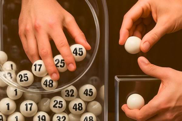 Des mains tirent et sélectionnent des boules de loto numérotées.