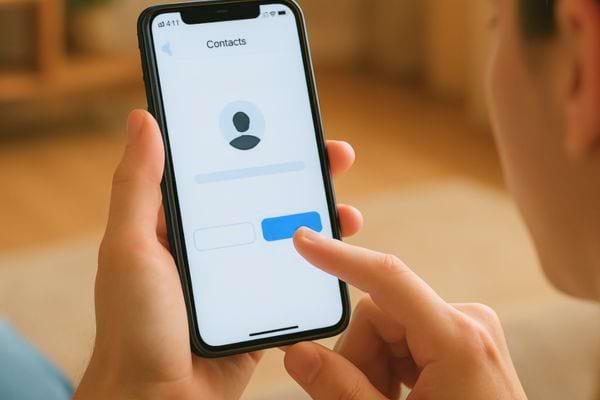 Un utilisateur ouvre la fiche d’un contact sur son smartphone pour l’ajouter.