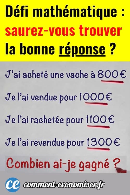 Un défi mathématique pour l'achat d'une vache