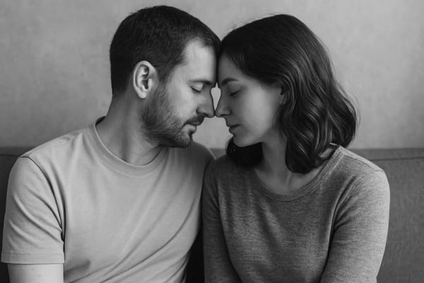 Scène intimiste d'un couple en conversation silencieuse