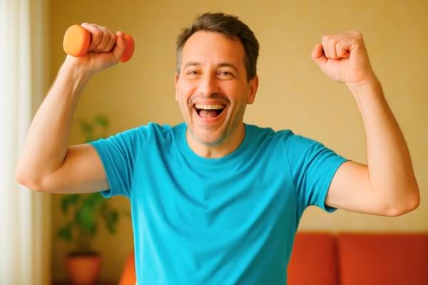Homme dynamique et souriant en pleine activité