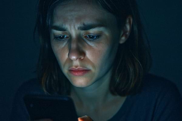 Personne regardant son téléphone dans l'obscurité