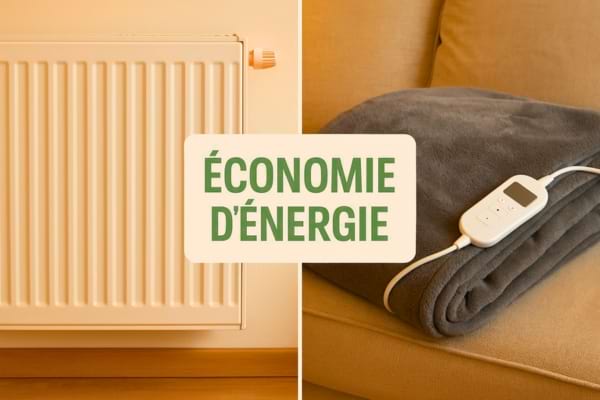 un radiateur allum&eacute; d&rsquo;un c&ocirc;t&eacute;, un plaid chauffant de l&rsquo;autre.