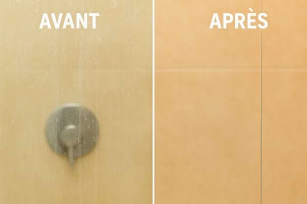 Paroi avant après (avant avec du calcaire et des traces / après une paroi impeccable)