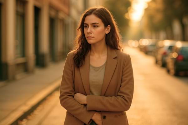 femme marchant seule dans une rue