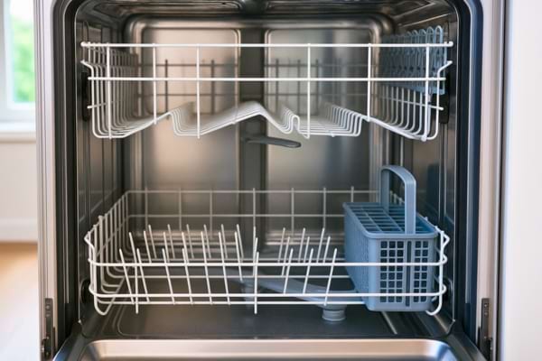Intérieur d’un lave-vaisselle propre et sec avec bonne ventilation