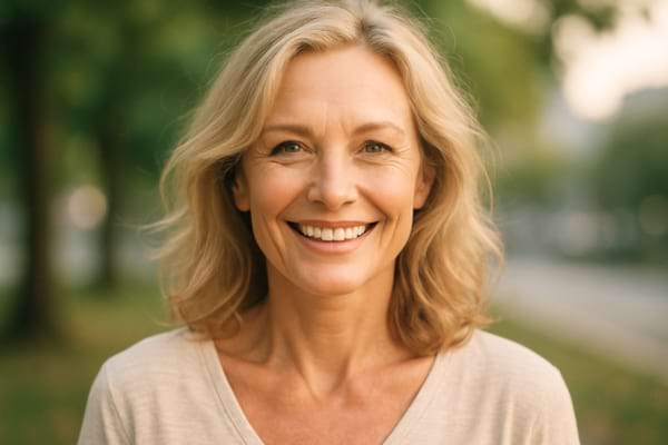 femme rayonnante entrant dans une pièce, ambiance lumineuse