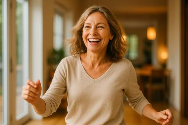 femme concentrée sur une activité qu’elle aime, regard inspiré