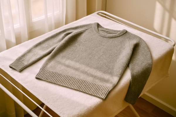 Un pull en train de sécher sur une serviette