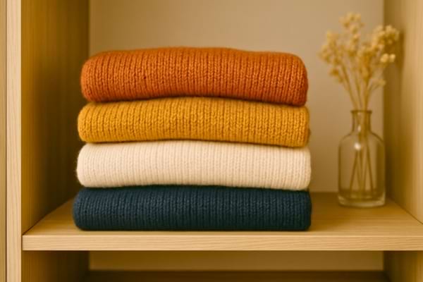 Des pull bien pliés et bien rangés pour éviter de les abîmer