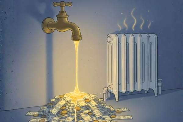 une image symbolisant une perte d'argent quand le chauffage est allumé en continu