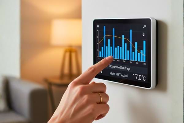Quelqu'un qui programme un thermostat à 17° la nuit