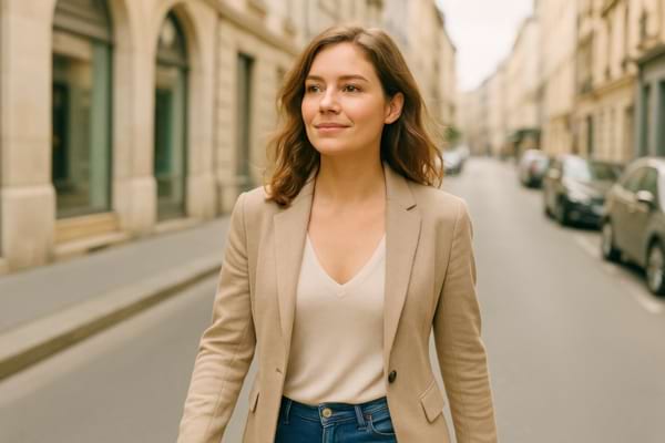 Femme marchant confiante en ville