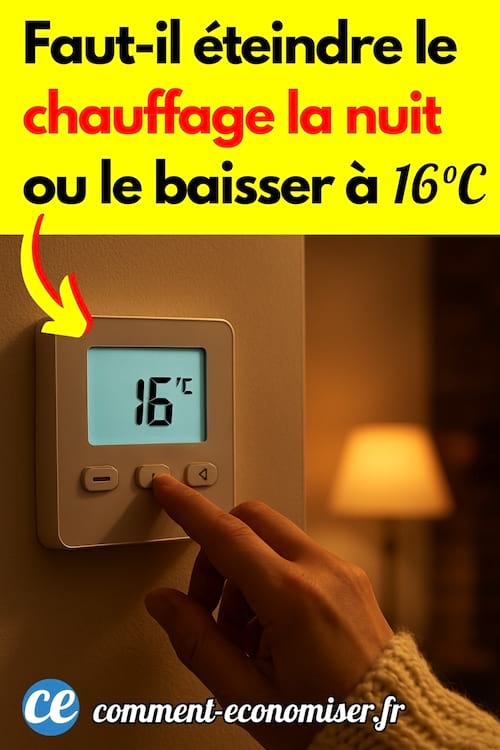 Une main qui baisse le chauffage à 16°C pendant la nuit