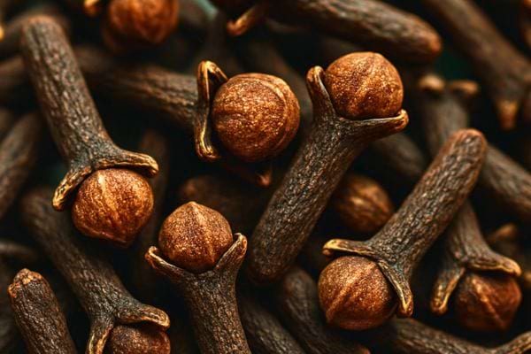  Un gros plan d&eacute;taill&eacute; montre plusieurs clous de girofle secs.