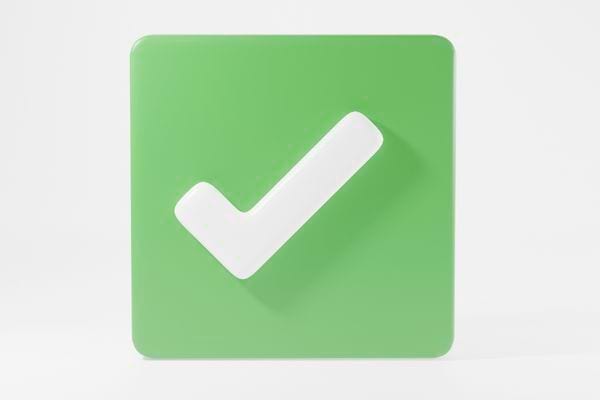 Carré vert avec une coche blanche symbolisant une validation ou une action réussie.