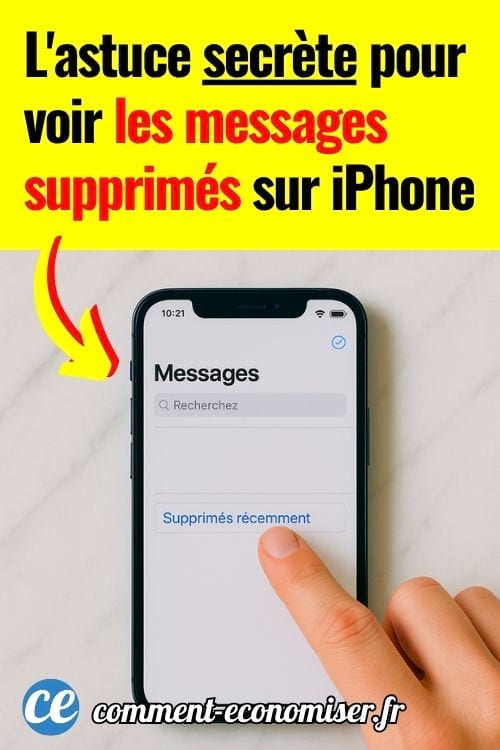 Un écran iPhone avec le réglage pour consulter les messages supprimés