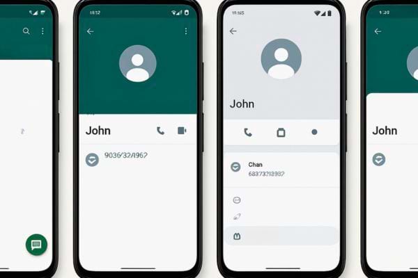 fiche contact john affichee sur plusieurs ecrans de smartphone.