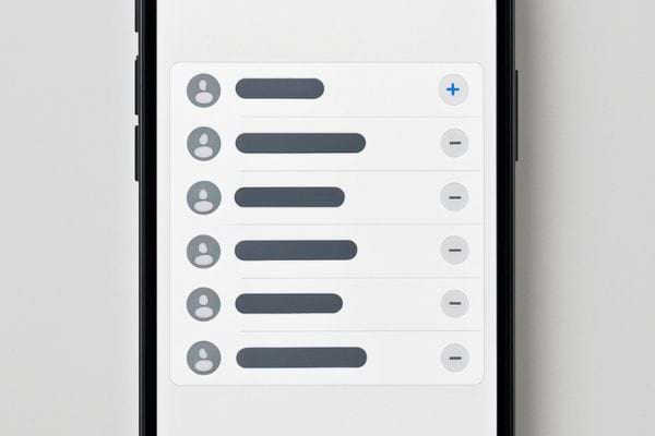Une liste de contacts apparait sur l’ecran avec des boutons d’ajout et suppression.