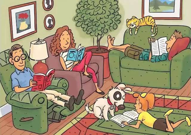 6 mots cachés dans ce dessin de famille