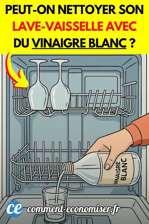 un lave-vaisselle avec un verre de vinaigre blanc dedans