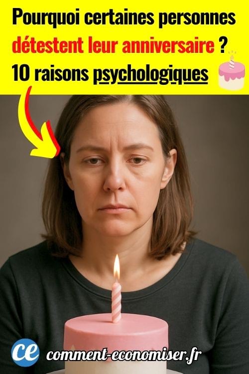 Une femme à l'air neutre devant un gâteau d'anniversaire