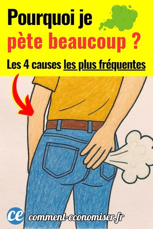 Un dessin d'une personne de dos qui pète et qui couvre ses fesses avec une main