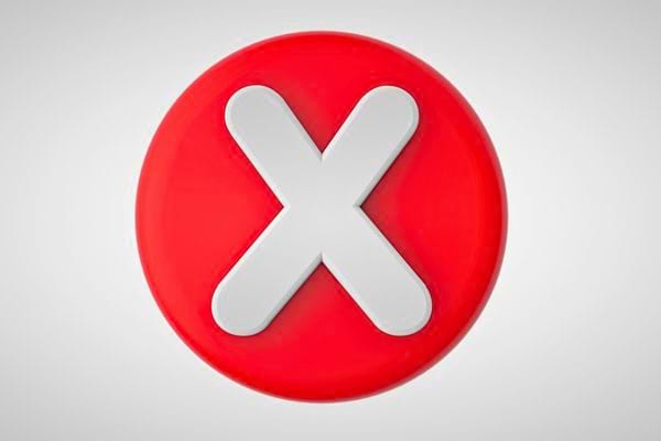 Cercle rouge avec une grande croix blanche au centre indiquant une erreur ou un refus.