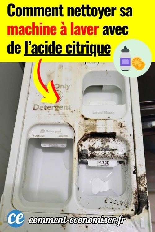 Un bac à lessive de machine à laver sale et encrassé 