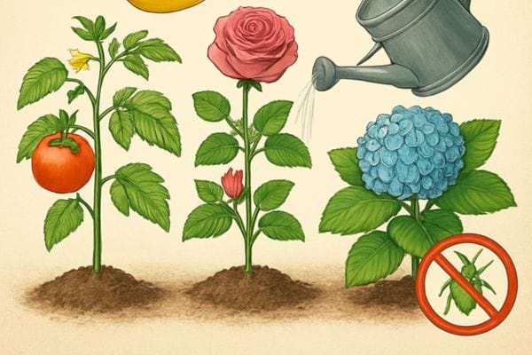 Illustration montrant l arrosage de plantes avec un symbole indiquant une mauvaise pratique.