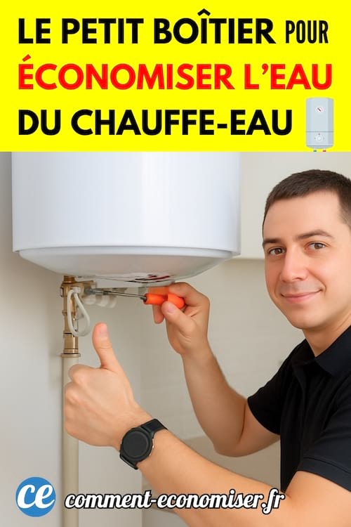 Un chauffe eau avec un petit boîtier qui réduit la consommation d'eau