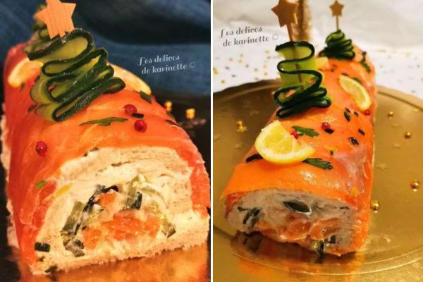 bûchée salée aux deux saumons pour une entrée originale au menu de Noël
