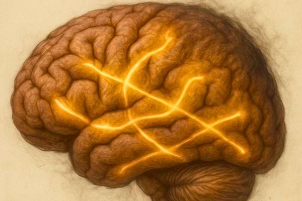 Un cerveau illumine montre des connexions neuronales brillantes qui symbolisent l’activite mentale.