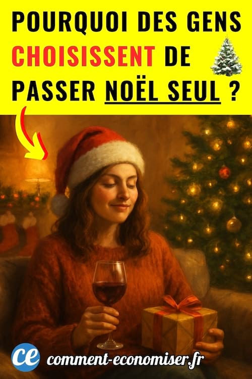 Une femme qui passe No&euml;l seule &agrave; la maison