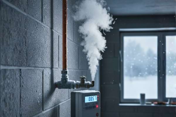 Des tuyaux qui montrent un système de chauffage en marche pour chauffer l'eau 