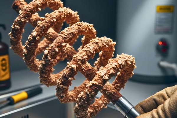 Une résistance de chauffe eau totalement entartrée