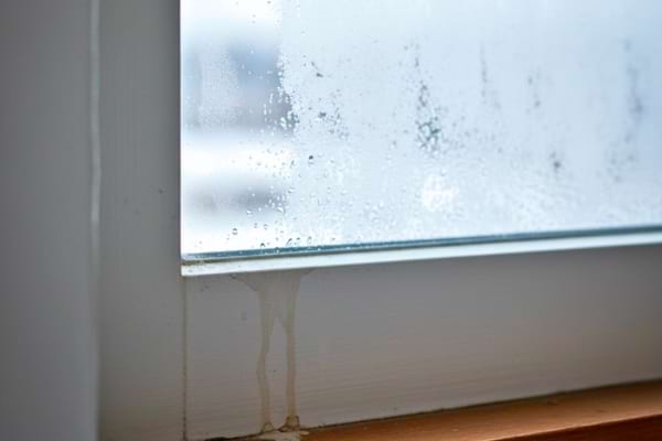 de l'humidité et de la condensation sur une fenêtre