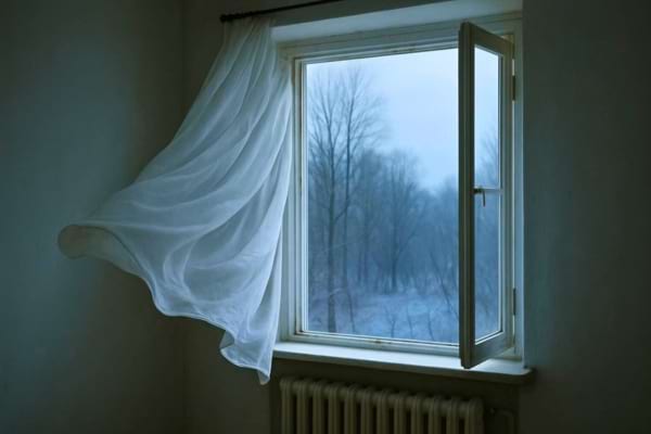 Une fenêtre ouverte avec un courant d'air