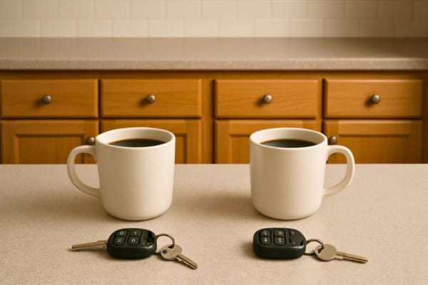 2 tasses de café cote à cote qui symbolise la routine dans une couple